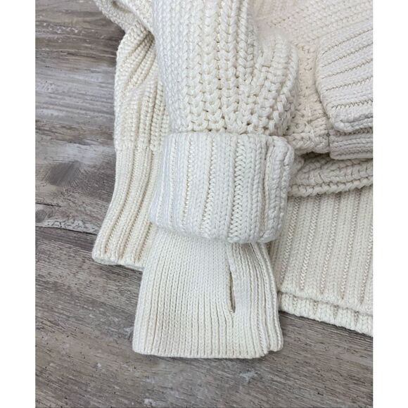 Athleta Alder Chunky Cable Knit Sweater Cream Sz L - Picture 6 of 11